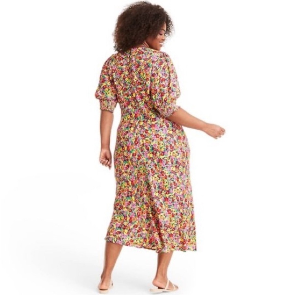 RIXO X Target Multicolor Puff Sleeve Floral Maxi Dress Size 24W/26W - Picture 2 of 7